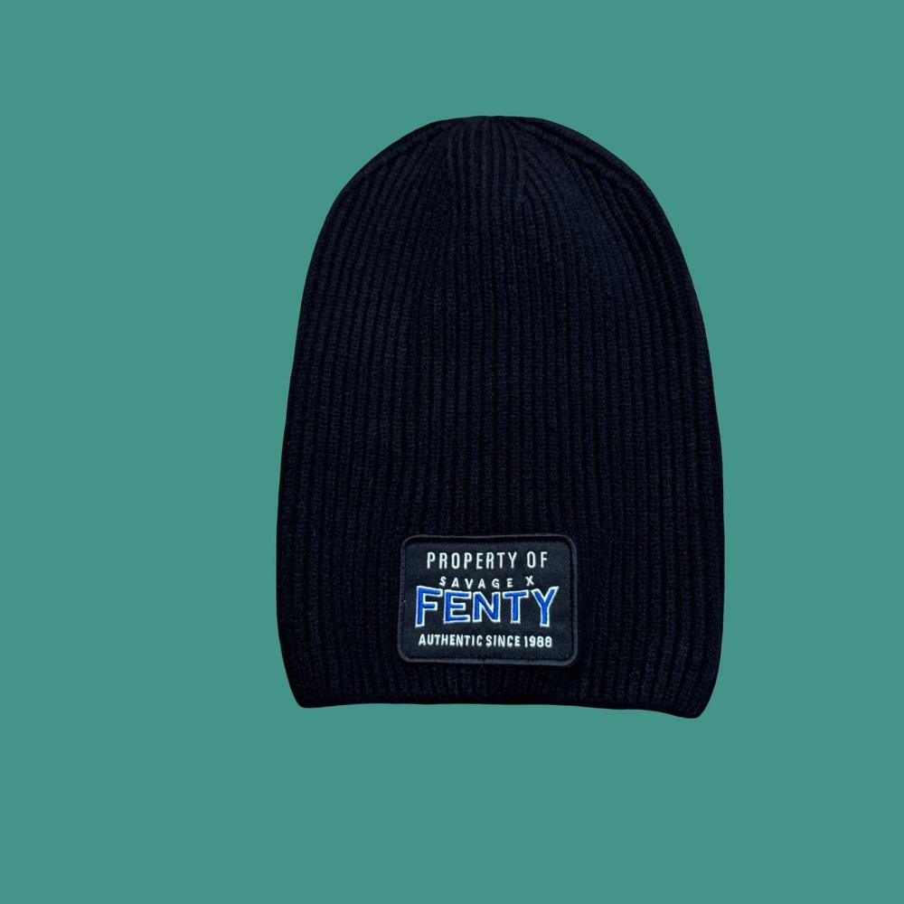 Savage x Fenty Knit Hat Black Blue Beanie Rihanna Streetwear Cap